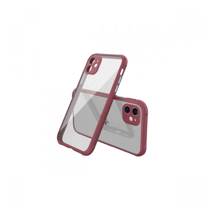 Mey İthalat®  iPhone 12 Mini Kılıf Miami Şeffaf Silikon - Fuşya