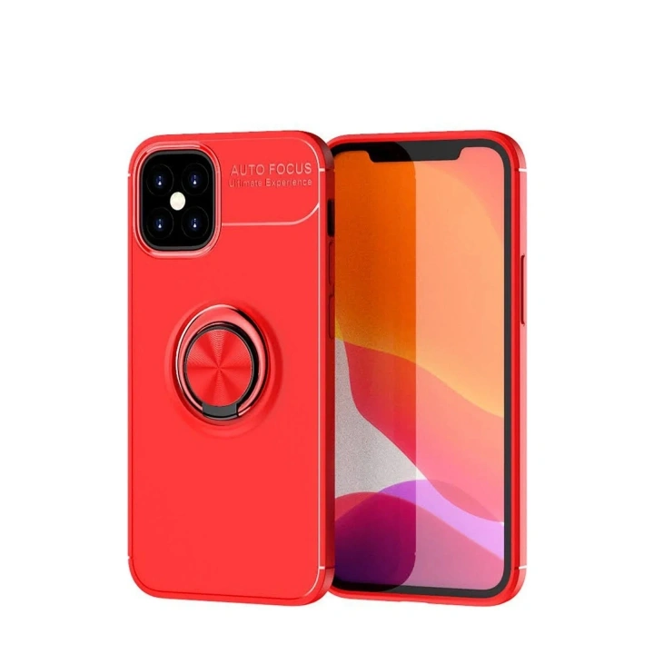 Mey İthalat®  iPhone 12 Mini Kılıf Range Yüzüklü Silikon - Kırmızı
