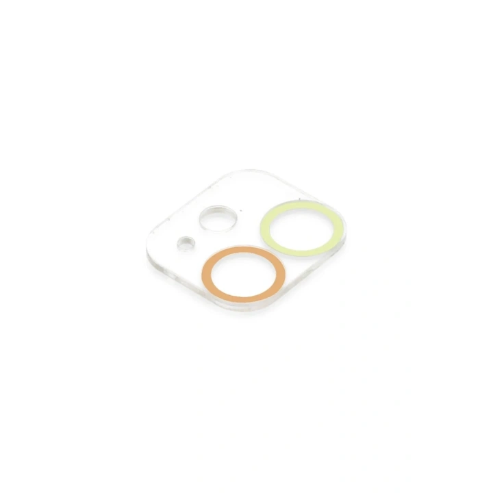 Mey İthalat®  iPhone 12 Mini Renkli Kamera Lens Koruma Cam - Sarı-Turuncu
