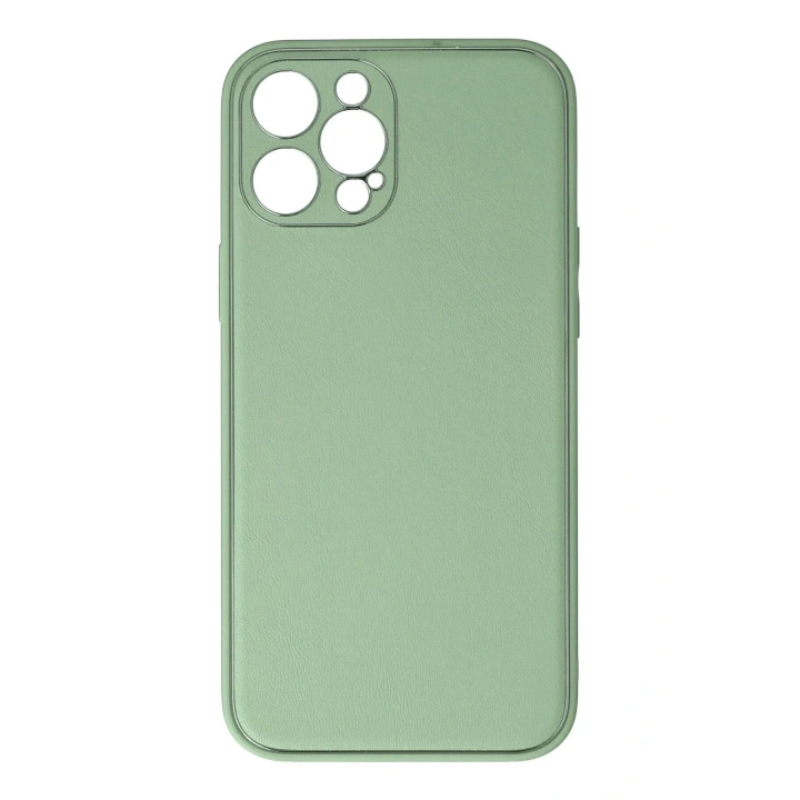 Mey İthalat®  iPhone 12 Pro Kılıf Coco Deri Silikon Kapak - Açık Yeşil