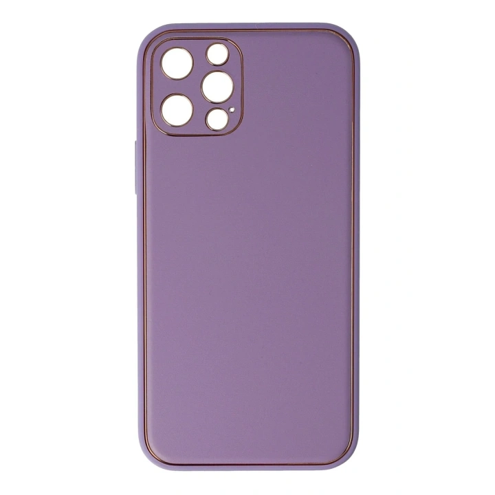 Mey İthalat®  iPhone 12 Pro Kılıf Coco Deri Silikon Kapak - Lila