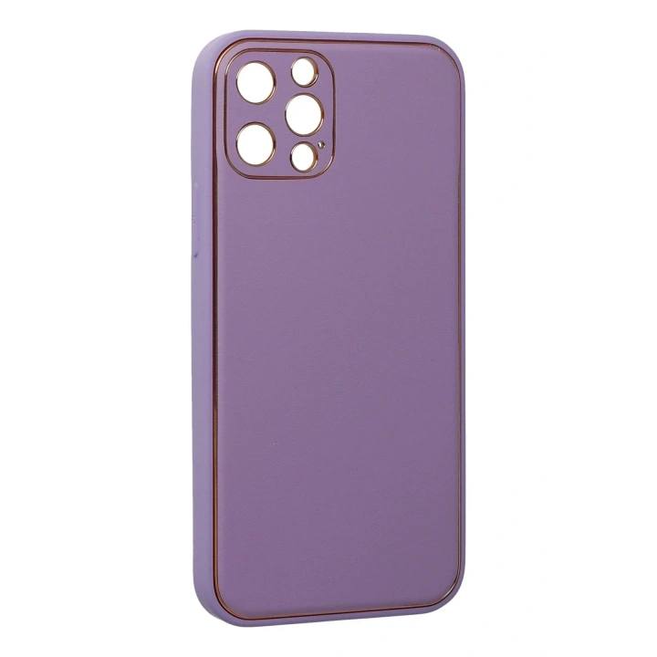 Mey İthalat®  iPhone 12 Pro Kılıf Coco Deri Silikon Kapak - Lila