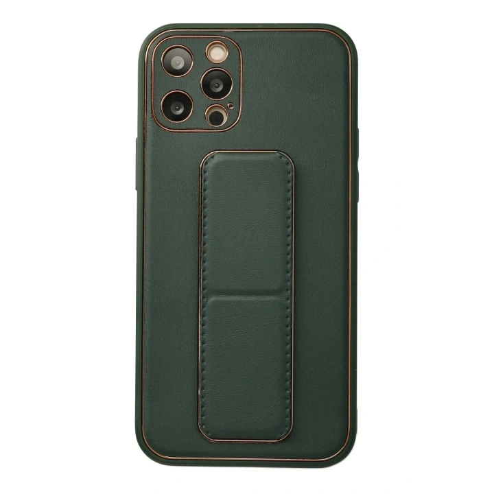 Mey İthalat®  iPhone 12 Pro Kılıf Coco Deri Standlı Kapak - Yeşil
