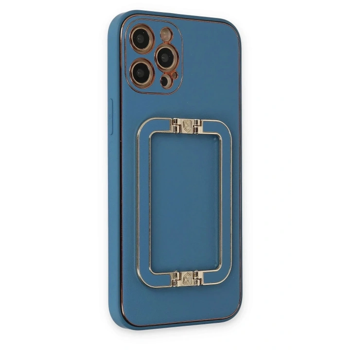 Mey İthalat®  iPhone 12 Pro Kılıf Coco Elit Kapak - Mavi