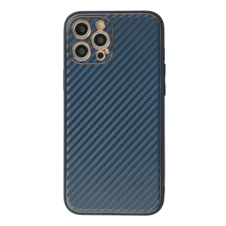 Mey İthalat®  iPhone 12 Pro Kılıf Coco Karbon Silikon - Mavi