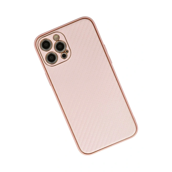 Mey İthalat®  iPhone 12 Pro Kılıf Coco Karbon Silikon - Pembe