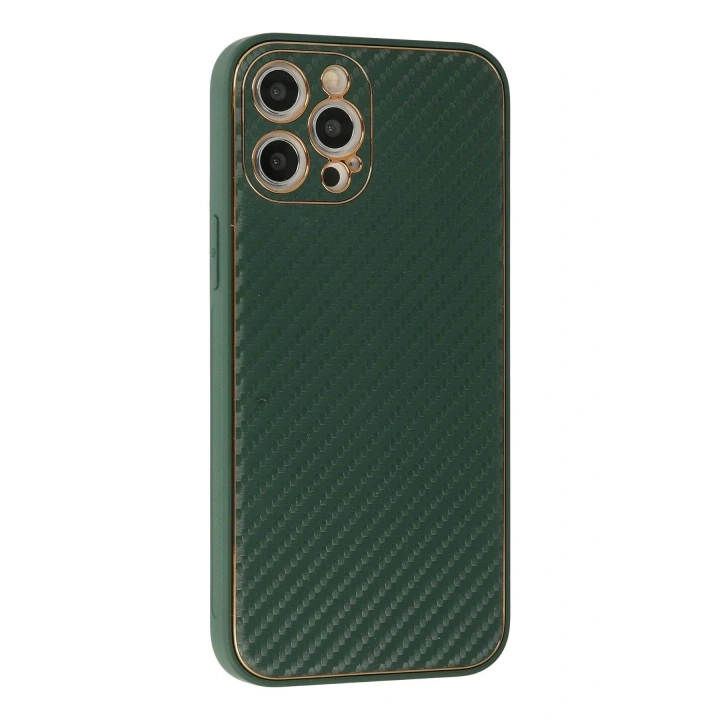 Mey İthalat®  iPhone 12 Pro Kılıf Coco Karbon Silikon - Yeşil