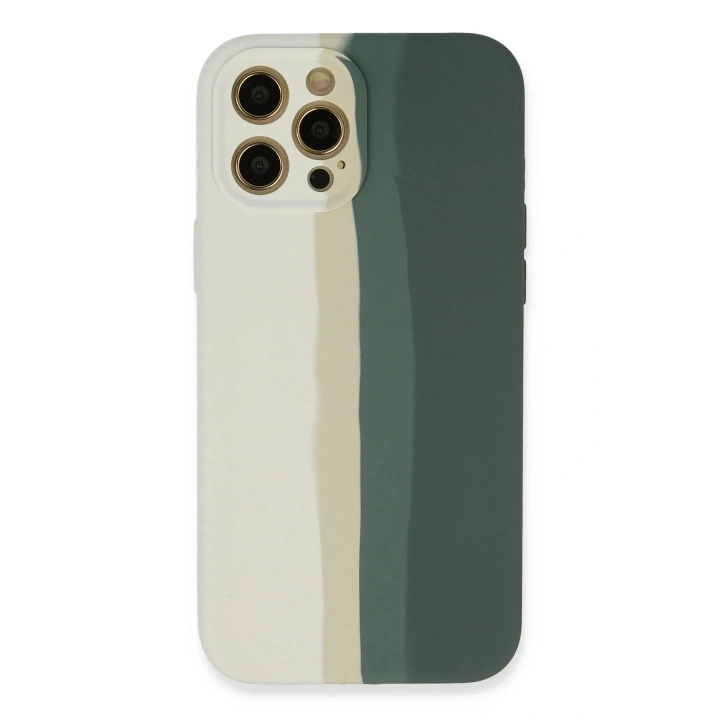 Mey İthalat®  iPhone 12 Pro Kılıf Ebruli Lansman Silikon - Beyaz-Gri