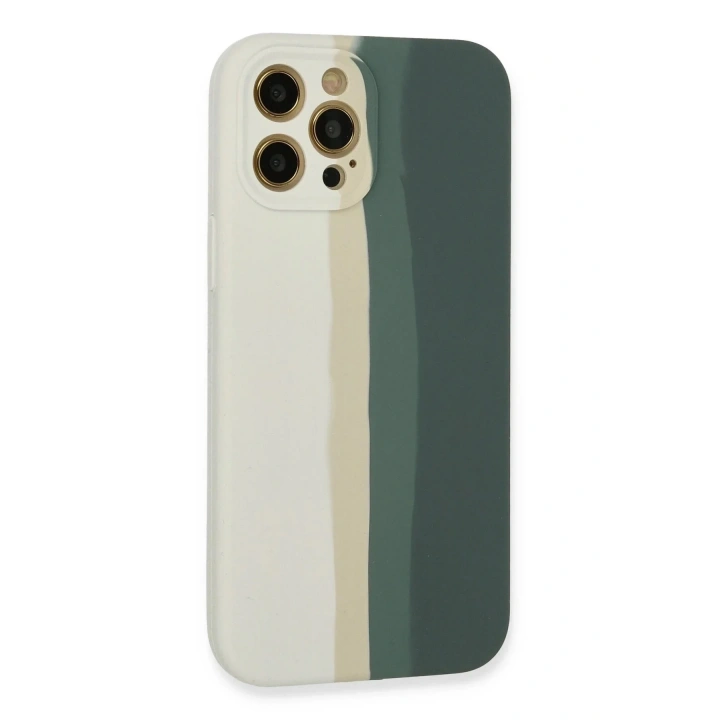 Mey İthalat®  iPhone 12 Pro Kılıf Ebruli Lansman Silikon - Beyaz-Gri