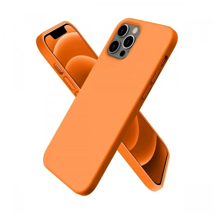 Mey İthalat®  iPhone 12 Pro Kılıf First Silikon - Turuncu