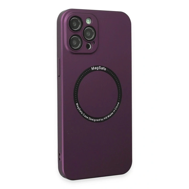 Mey İthalat®  iPhone 12 Pro Kılıf Jack Magneticsafe Lens Silikon - Mürdüm