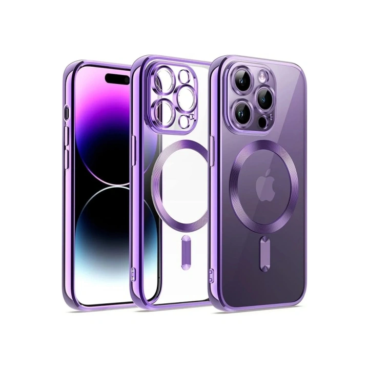 Mey İthalat®  iPhone 12 Pro Kılıf Kross Magneticsafe Kapak - Mor
