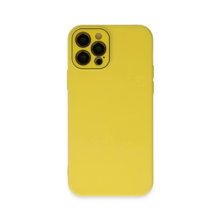 Mey İthalat®  iPhone 12 Pro Kılıf Lansman Glass Kapak - Sarı