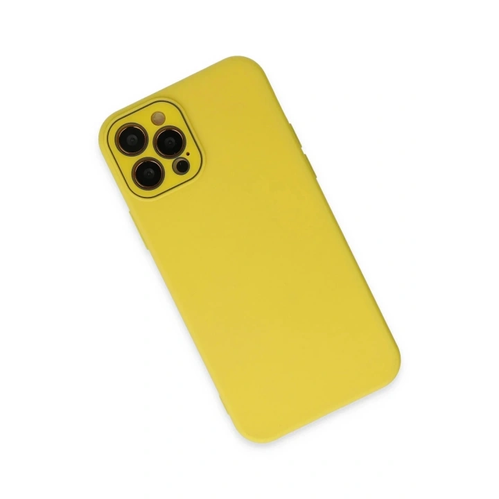 Mey İthalat®  iPhone 12 Pro Kılıf Lansman Glass Kapak - Sarı
