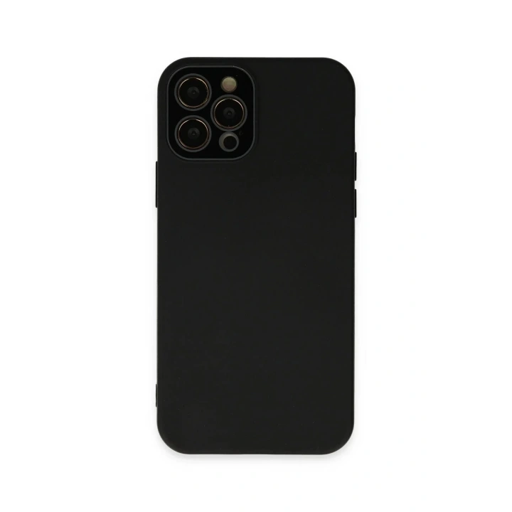Mey İthalat®  iPhone 12 Pro Kılıf Lansman Glass Kapak - Siyah