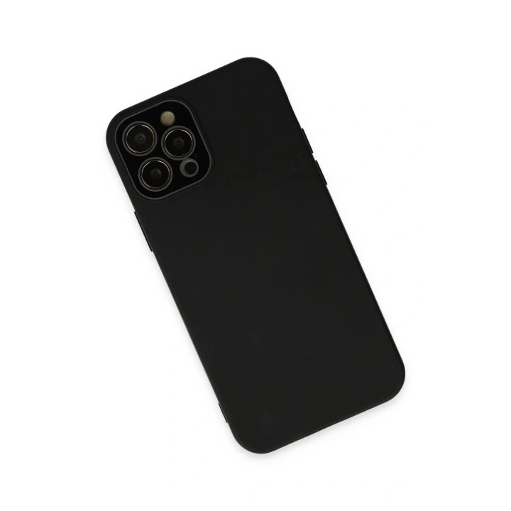 Mey İthalat®  iPhone 12 Pro Kılıf Lansman Glass Kapak - Siyah