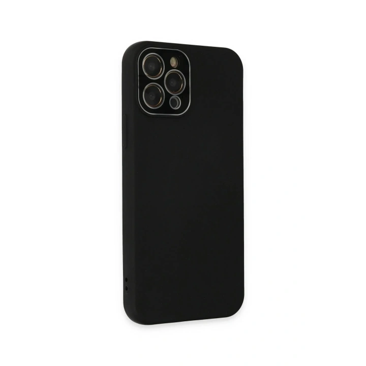 Mey İthalat®  iPhone 12 Pro Kılıf Lansman Glass Kapak - Siyah