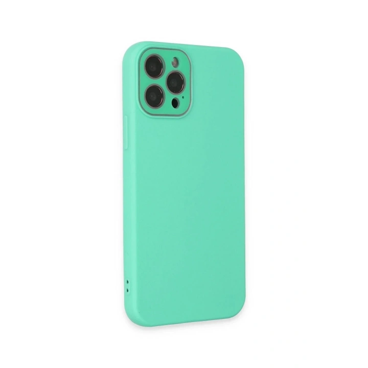 Mey İthalat®  iPhone 12 Pro Kılıf Lansman Glass Kapak - Turkuaz