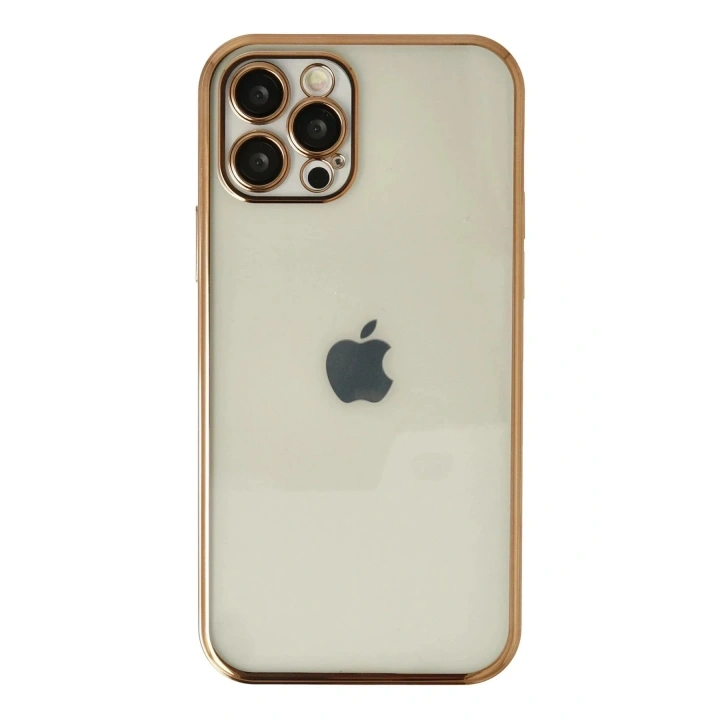 Mey İthalat®  iPhone 12 Pro Kılıf  Lensli Silikon - Gold