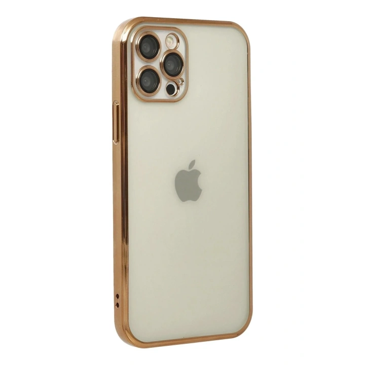 Mey İthalat®  iPhone 12 Pro Kılıf  Lensli Silikon - Gold