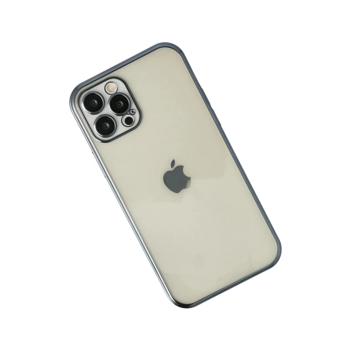 Mey İthalat®  iPhone 12 Pro Kılıf  Lensli Silikon - Lacivert
