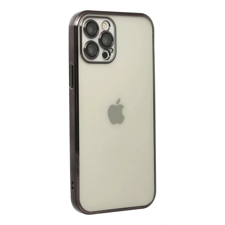 Mey İthalat®  iPhone 12 Pro Kılıf  Lensli Silikon - Siyah