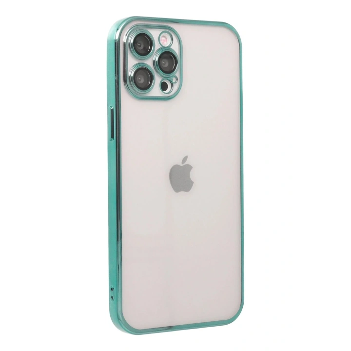 Mey İthalat®  iPhone 12 Pro Kılıf  Lensli Silikon - Yeşil