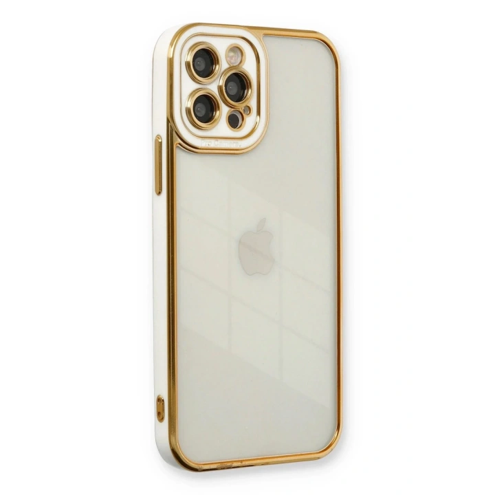 Mey İthalat®  iPhone 12 Pro Kılıf Liva Lens Silikon - Beyaz