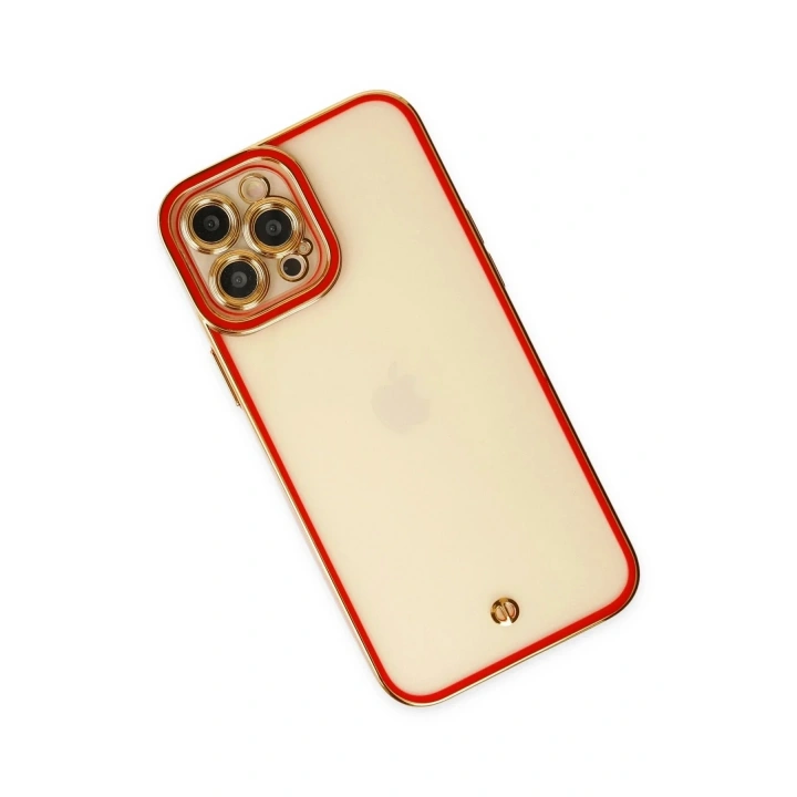 Mey İthalat®  iPhone 12 Pro Kılıf Liva Lens Silikon - Kırmızı