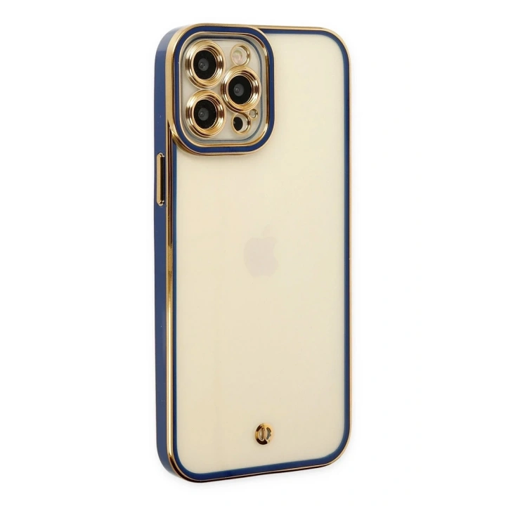 Mey İthalat®  iPhone 12 Pro Kılıf Liva Lens Silikon - Mavi