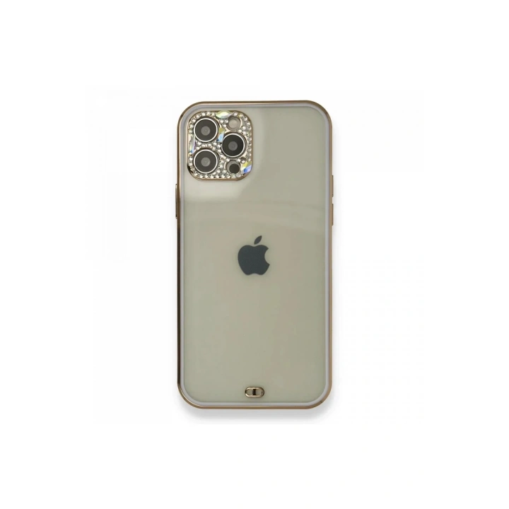 Mey İthalat®  iPhone 12 Pro Kılıf Liva Taşlı Silikon - Mor