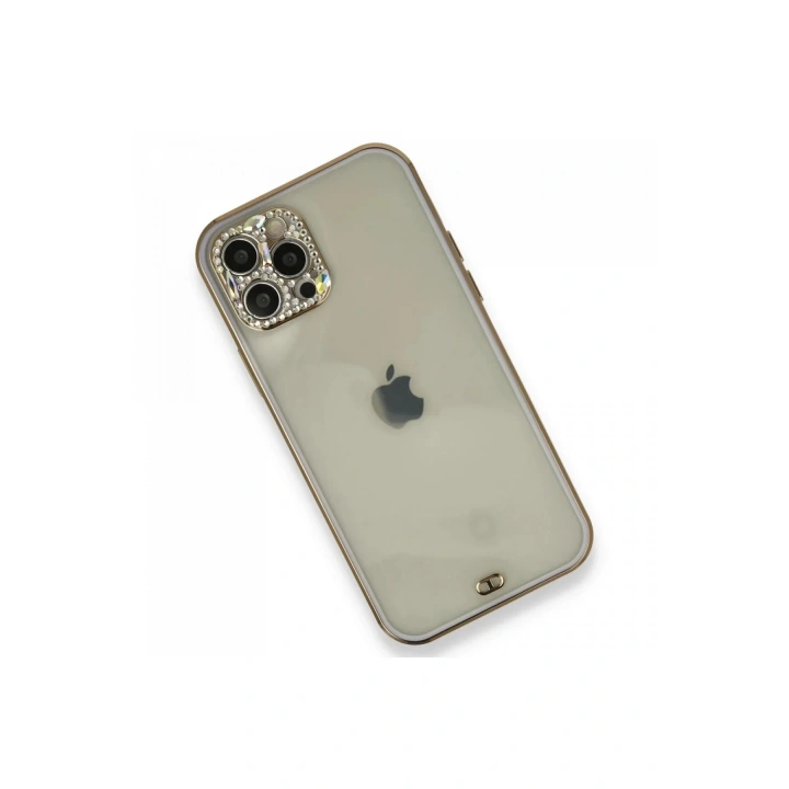Mey İthalat®  iPhone 12 Pro Kılıf Liva Taşlı Silikon - Mor