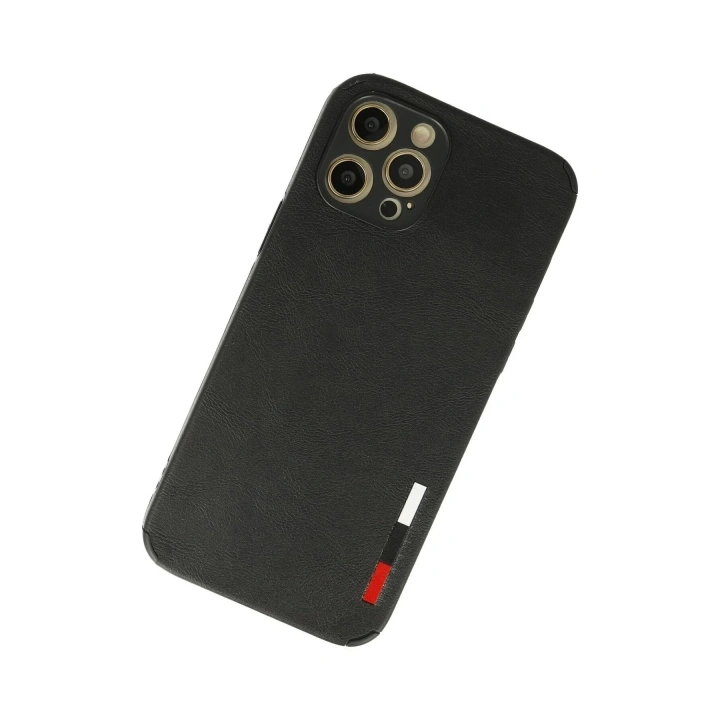 Mey İthalat®  iPhone 12 Pro Kılıf Loop Deri Silikon - Siyah
