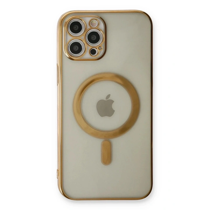 Mey İthalat®  iPhone 12 Pro Kılıf Magneticsafe Lazer Silikon - Gold