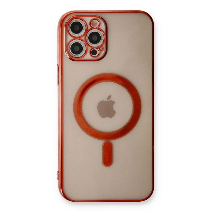 Mey İthalat®  iPhone 12 Pro Kılıf Magneticsafe Lazer Silikon - Kırmızı