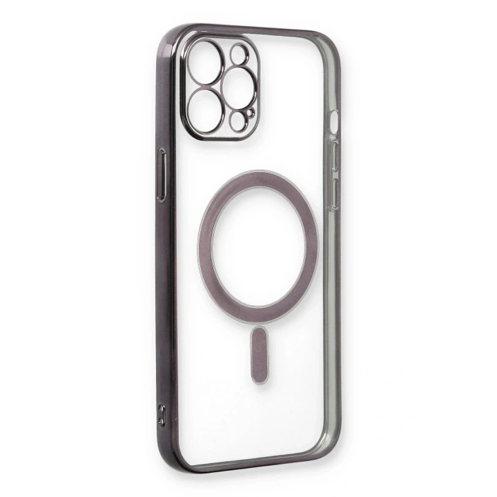 Mey İthalat®  iPhone 12 Pro Kılıf Magneticsafe Lazer Silikon - Siyah