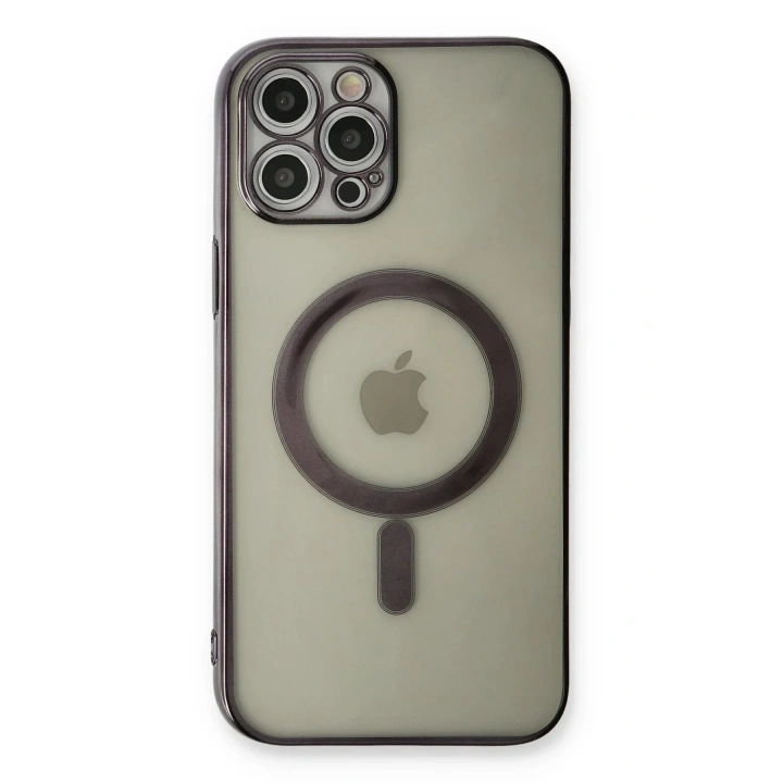 Mey İthalat®  iPhone 12 Pro Kılıf Magneticsafe Lazer Silikon - Siyah