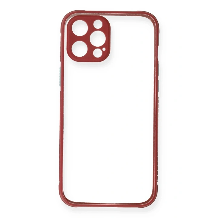 Mey İthalat®  iPhone 12 Pro Kılıf Miami Şeffaf Silikon - Fuşya
