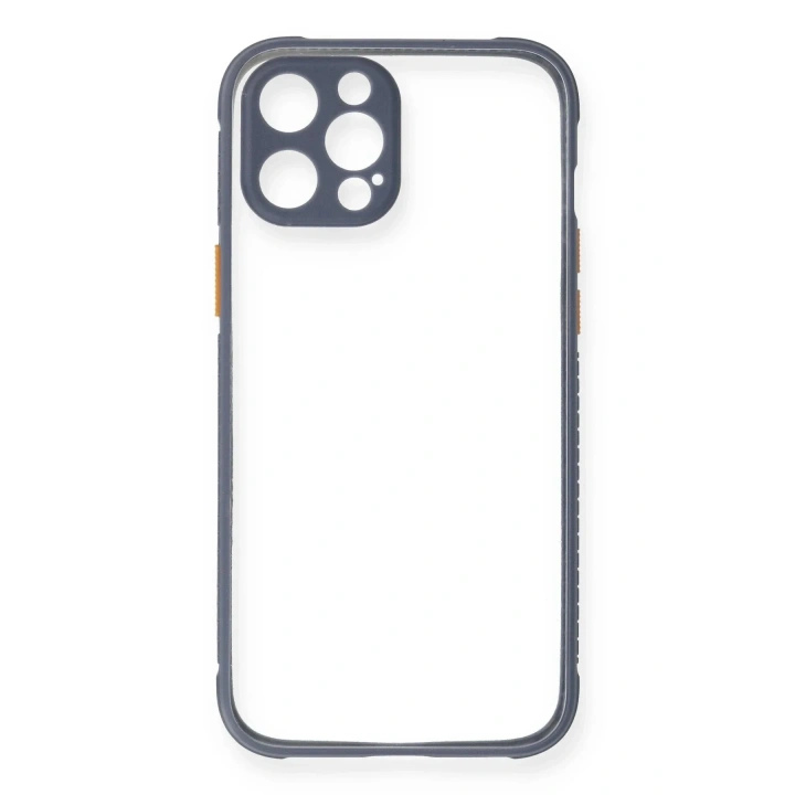 Mey İthalat®  iPhone 12 Pro Kılıf Miami Şeffaf Silikon - Gri