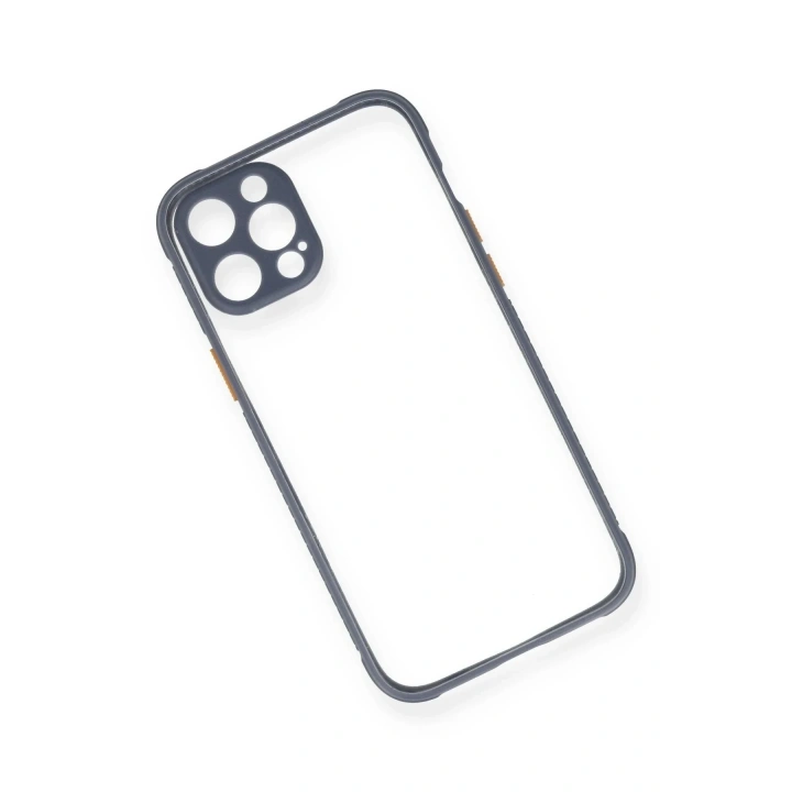 Mey İthalat®  iPhone 12 Pro Kılıf Miami Şeffaf Silikon - Gri