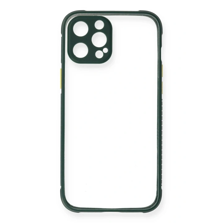 Mey İthalat®  iPhone 12 Pro Kılıf Miami Şeffaf Silikon - Koyu Yeşil