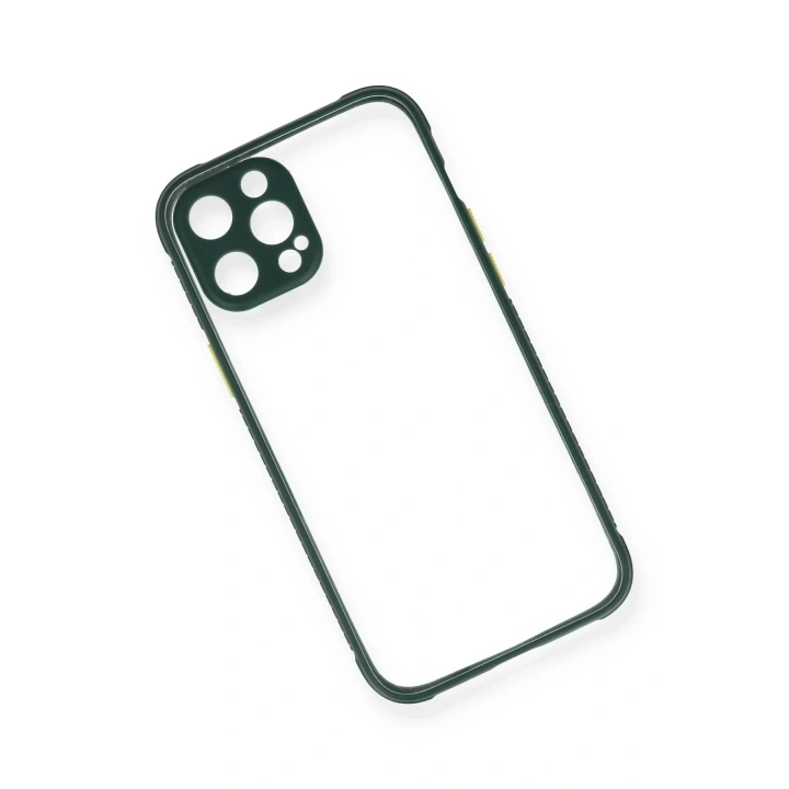 Mey İthalat®  iPhone 12 Pro Kılıf Miami Şeffaf Silikon - Koyu Yeşil
