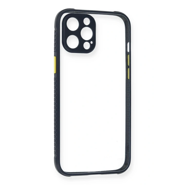 Mey İthalat®  iPhone 12 Pro Kılıf Miami Şeffaf Silikon - Lacivert