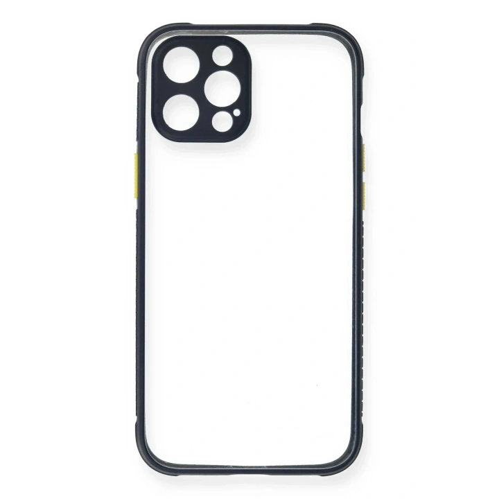 Mey İthalat®  iPhone 12 Pro Kılıf Miami Şeffaf Silikon - Lacivert