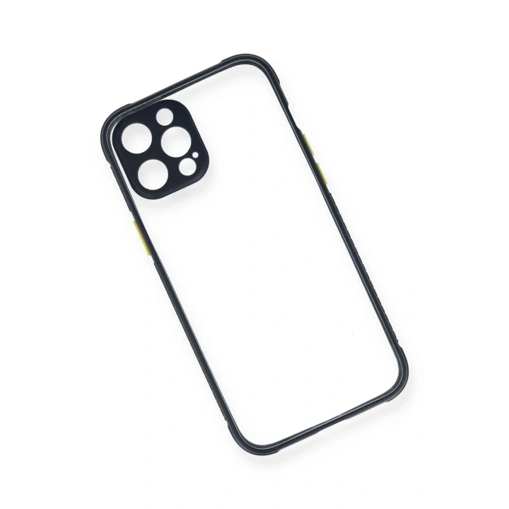 Mey İthalat®  iPhone 12 Pro Kılıf Miami Şeffaf Silikon - Lacivert