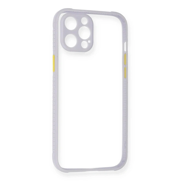Mey İthalat®  iPhone 12 Pro Kılıf Miami Şeffaf Silikon - Lila
