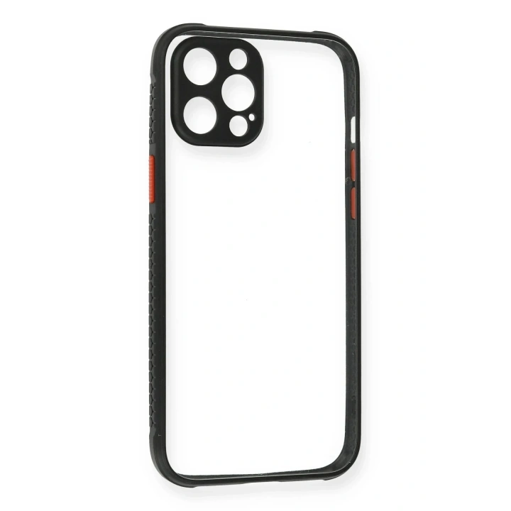Mey İthalat®  iPhone 12 Pro Kılıf Miami Şeffaf Silikon - Siyah