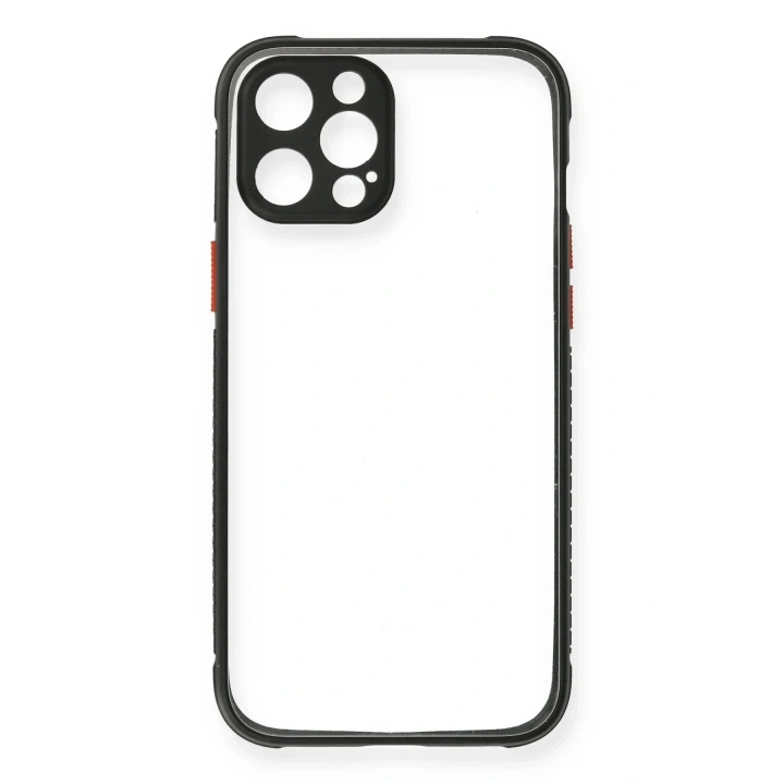 Mey İthalat®  iPhone 12 Pro Kılıf Miami Şeffaf Silikon - Siyah