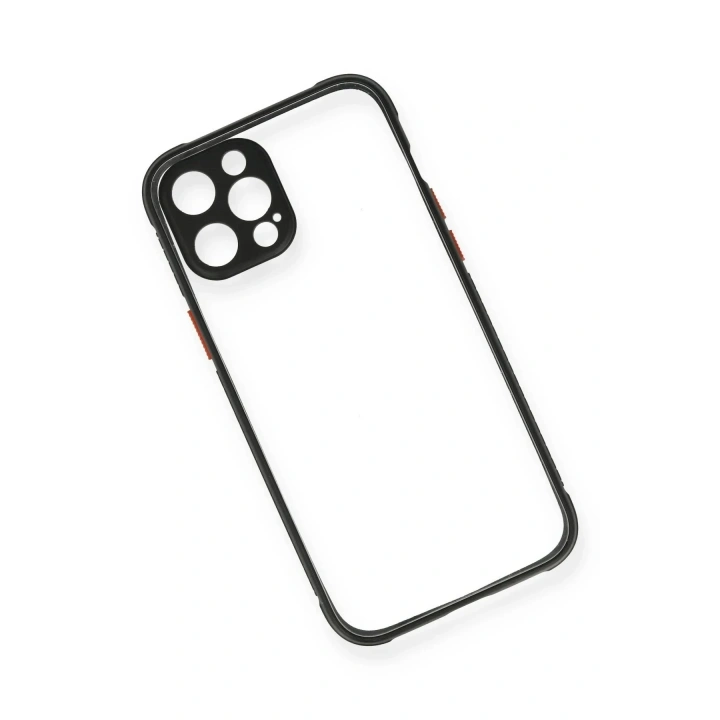 Mey İthalat®  iPhone 12 Pro Kılıf Miami Şeffaf Silikon - Siyah