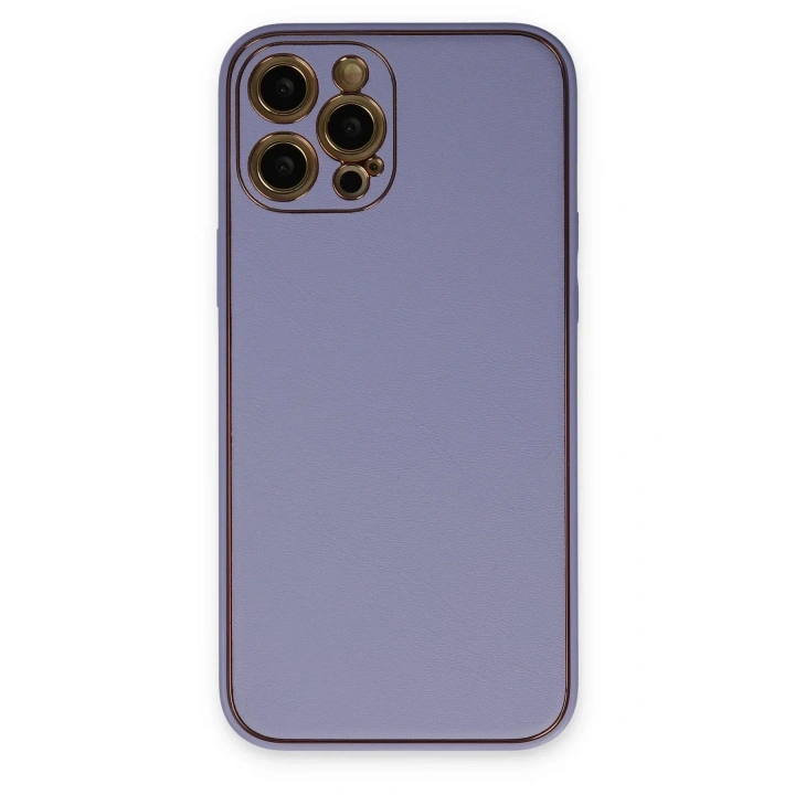 Mey İthalat®  iPhone 12 Pro Max Kılıf Coco Deri Silikon Kapak - Açık Lila
